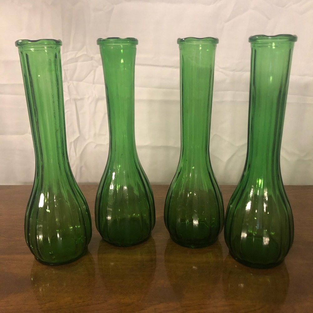 4 Vintage Green Vases CFG PGC CLC